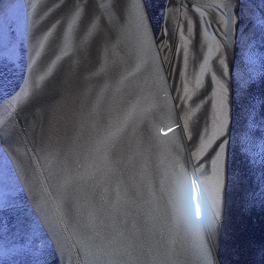 Nike Black Leggings with Reflective White Swoosh